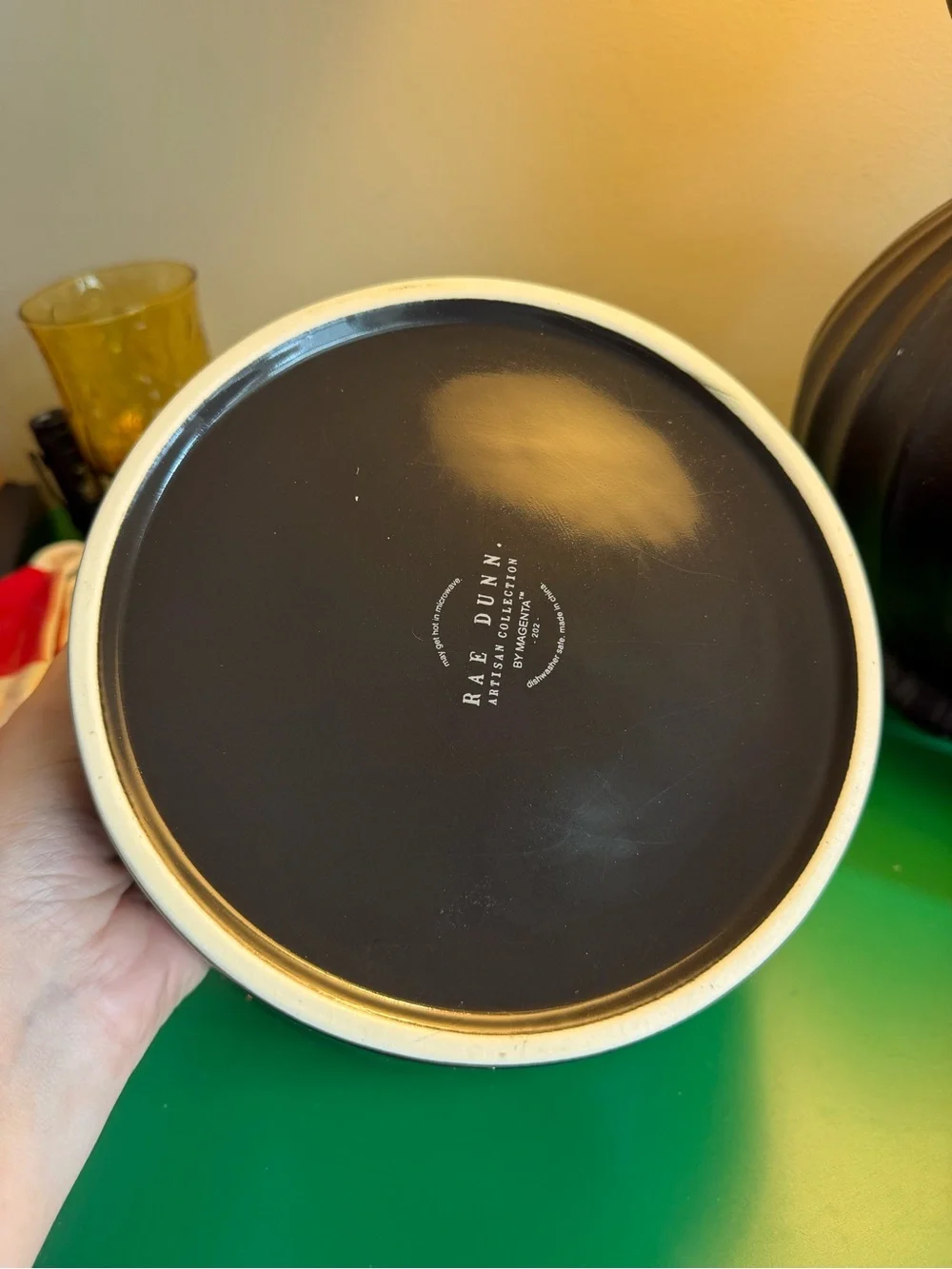 Rae Dunn Happy Howl-o-ween Black and Orange Pet Bowl Halloween